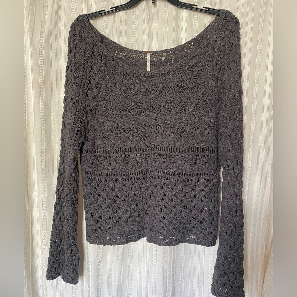 Free People Gray Knit Sweater